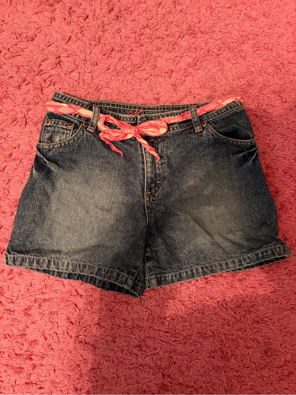 SO Dark Blue Denim Shorts with Pink scarf